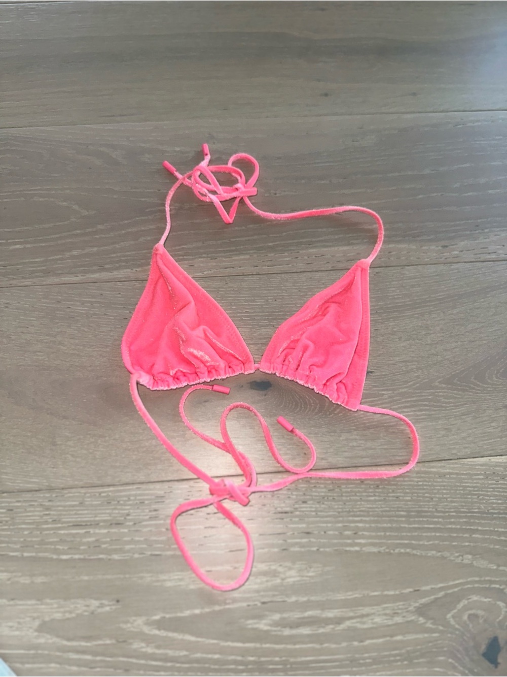 Triangl Vinca Pink Candy Velvet Triangle Bikini top sz large